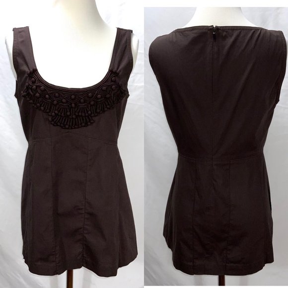 Tory Burch Embroidered Appliqué Sleeveless Long Top Tank Tunic Cotton Large - Picture 2 of 8